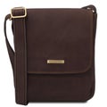 Tuscany Leather John miesten tummanruskea nahkainen olkalaukku