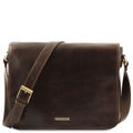 Tuscany Leather Messenger Double Freestyle &ndash; Nahkainen Olkalaukku, Tummanruskea
