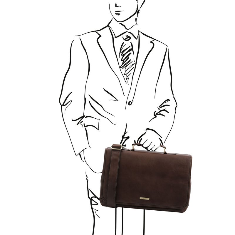 Tuscany Leather Mantova &ndash; Nahkainen &rdquo;Smart&rdquo; -salkku, tummanruskea